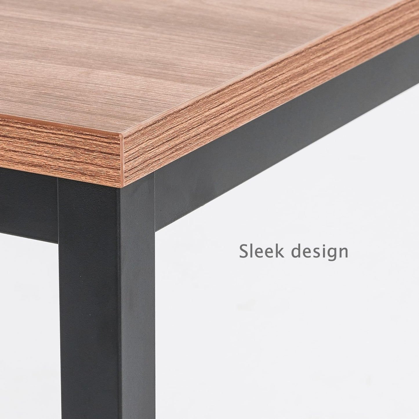 A AIRLLEN 60 Inch Computer Desk, 500 lbs Heavy Duty Sturdy Office Desk with MDF Honeycomb Top, Modern Writing Table with Thick Square Steel Frame, 15-Min Easy Assembly, Walnut