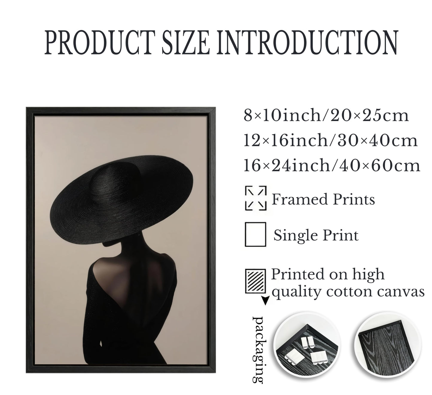 Framed African American Wall Art,Fashion Black Woman Silhouette Canvas Print Poster,Abstract Modern Elegant Wall Decor for Living Room Bedroom, Luxury Trendy Home Decoration,