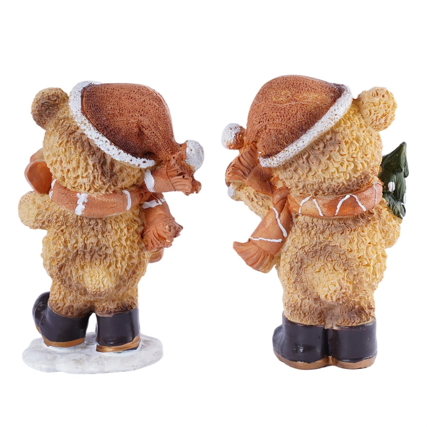 Brizoria Set of 2 Small Teddy Bear Figurines Resin Christmas Bear Decor Winter Tabletop Statue Cute Animal Teddy Bear Decorations for Home Mantel Shelf Living Room Little Bears Ornament
