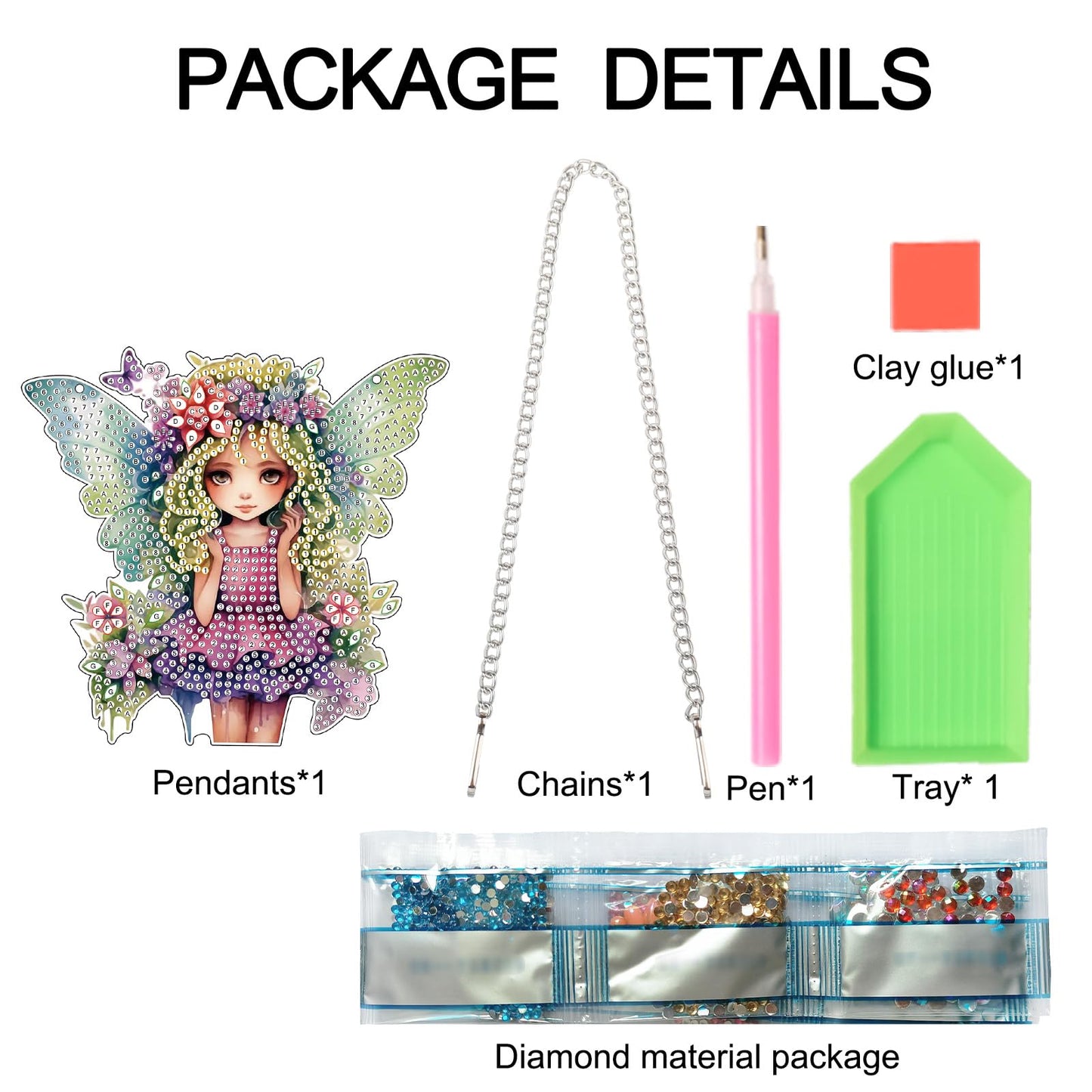 AiYuanzsh Butterfly Fairy Diamond Art Hanging Kit, DIY 5D Special Shaped Rhinestones Acrylic Pendant, Fantasy Diamond Painting Ornament for Wall, Door or Garden Decoration, Handmade Craft Gift