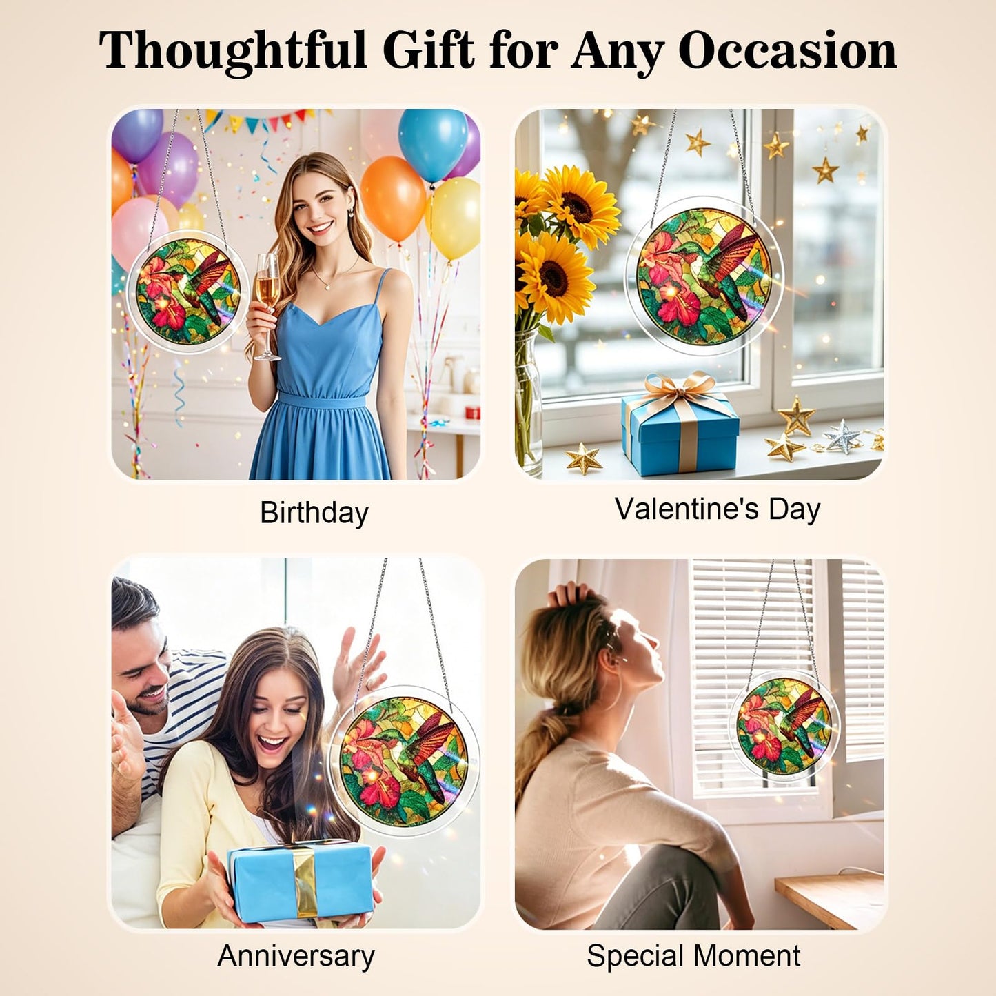 Acrylic Puzzle Suncatcher Window Hanging,Dawn Blossom Sea Sun Catchers Jigsaw Puzzle,DIY Suncatchers Puzzles Window Hanging,Home and Garden Decor,Gift for Women,Mom,Friends(83 Pieces,7 in)