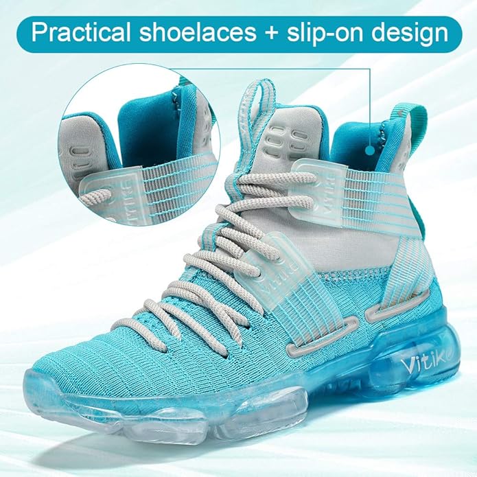 JMFCHI Kids Basketball Shoes High-top Sports Shoes Sneakers Durable Lace-up Non-Slip Running Shoes Secure for Little Kids Big Kids and Boys Girls