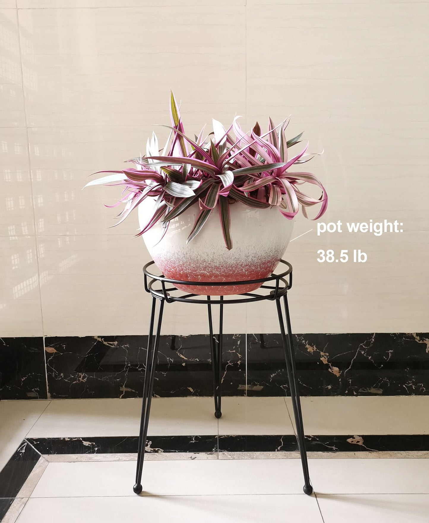 iLTreFlo Midcentury Modern Metal Potted Plant Stand 18.7 inches Tall Flower Pot Holder Large Rustproof Iron Garden Container Heavy Duty Rack for Planter,Black (18.7 inches Tall Black)
