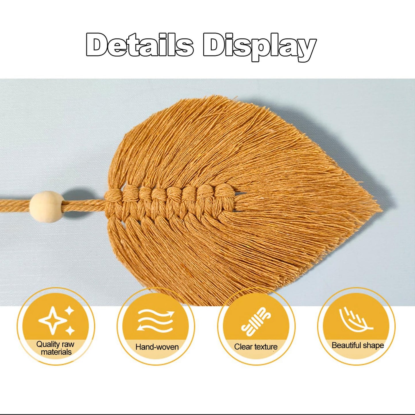 JUXDZISHW Natural,Macrame Wall Hanging Leaves Chic Woven Leaf Tassels Decoration Cotton Ornaments Tapestry Room Decor Modern Bohemian Handmade Feather Wall Art Decorations for Apartment Backdrop