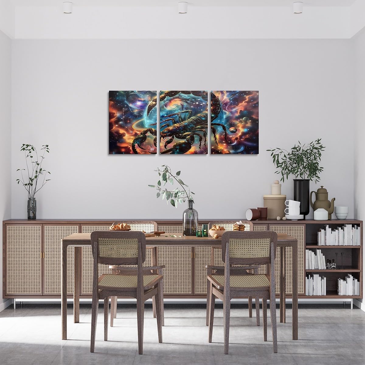 Scorpio Wall Art for Living Room,12 Constellations Zodiac Wall Decor for Bedroom Wall Decorations for Kitchen,Astrology Nebula Galaxy Wall Paintings Office Canvas Pictures,Set of 3