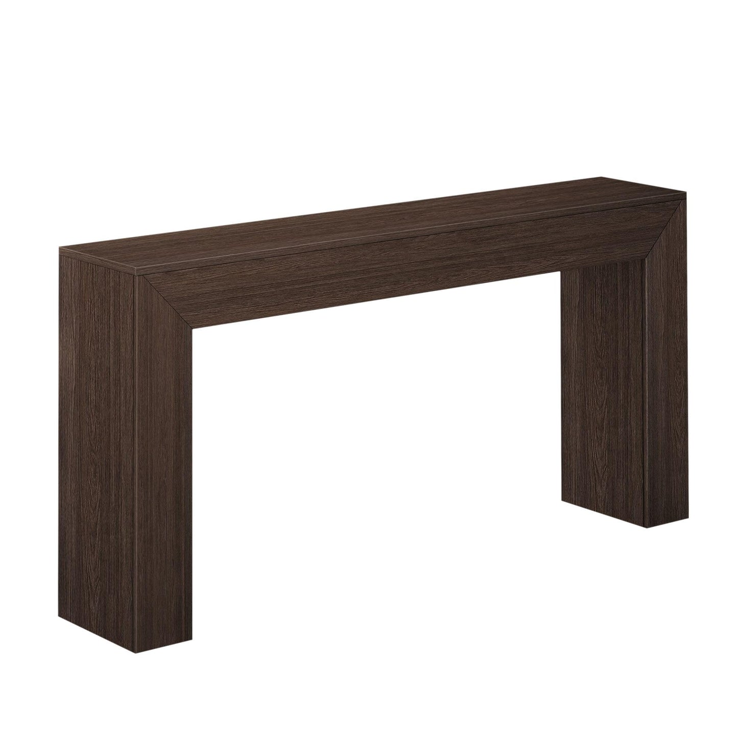 Plank+Beam Grand Console Table, 66 Inch Modern Solid Wood Sofa Table, Narrow Entryway Table for Hallway, Behind The Couch, Living Room, Foyer, Walnut Wirebrush