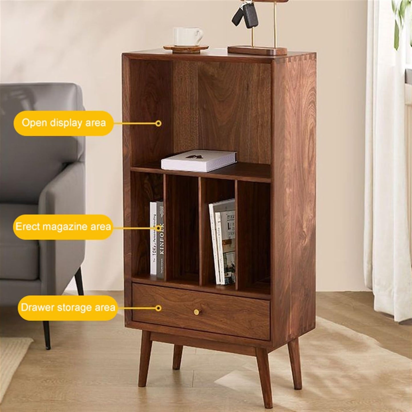 DUHTFCY CD-Holder Solid Wood Vinyl Record Cabinet CD Rack Storage Cabinet Gramophone Cabinet Floor-Standing Small Bookshelf Magazine Cabinet Living Room Side Cabinet Record Player Stand