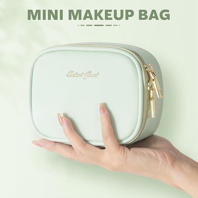 Mini Makeup Bag with Led Mirror, Small Travel Make up Bag 3 Light Modes Adjustable Brightness, for Women Organizer Cosmetic Bag, Portable Travel Train Toiletry Bag, for Pool Parties Work Touch-Ups
