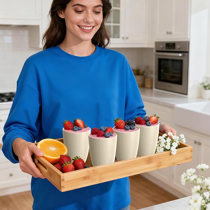 Unbreakable Wheat Straw Cups, Alternative to Plastic Cups Set 6 PCS, 16 OZ Drinking Cups Reusable, Dishwasher Safe Tumblers & Water Glasses for Kitchen RV Party Outdoor, Beige