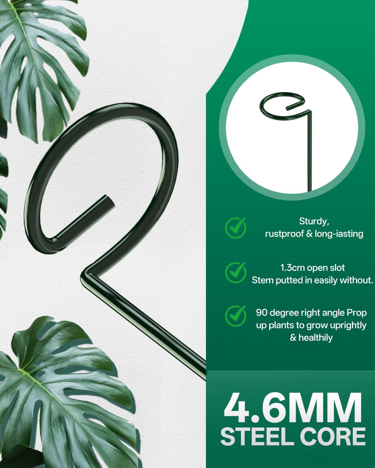 Breeze Touch 6 Pack Plant Stakes, 23.6 Inch Plant Support Stakes with 15 Twist Ties, Plant Sticks Support, Flower Stakes for Plants Peony, Tomato Seedling, Marigold, Amaryllis, Sapling, Coreopsis
