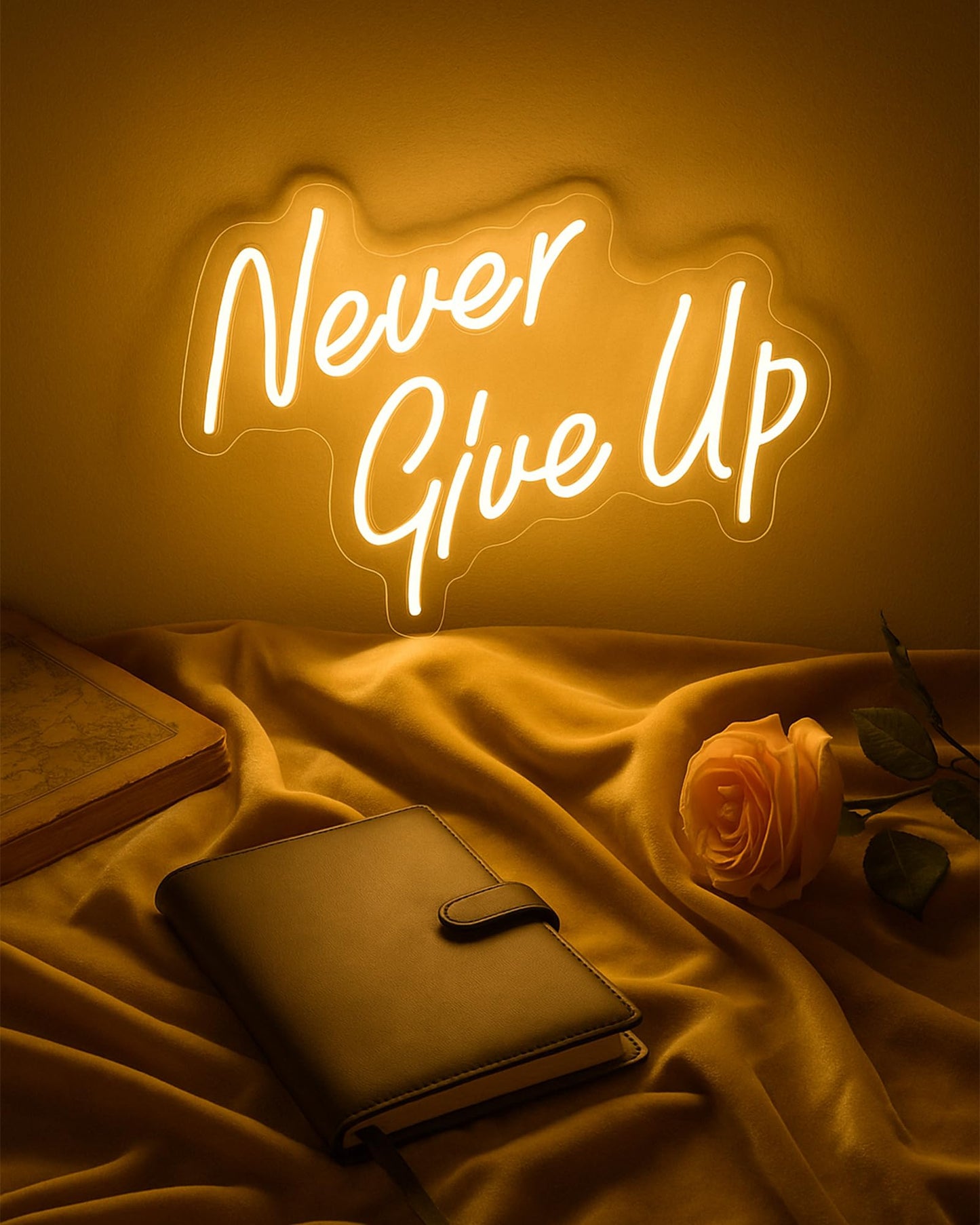 YIKBIK NEVER GIVE UP LED Neon Sign for Wall Decor,Neon Lights Party Decorations, USB Powered Switch Neon Lights lighting adjustable for Office Room, Gym Room, Man Cave, Gamer Room