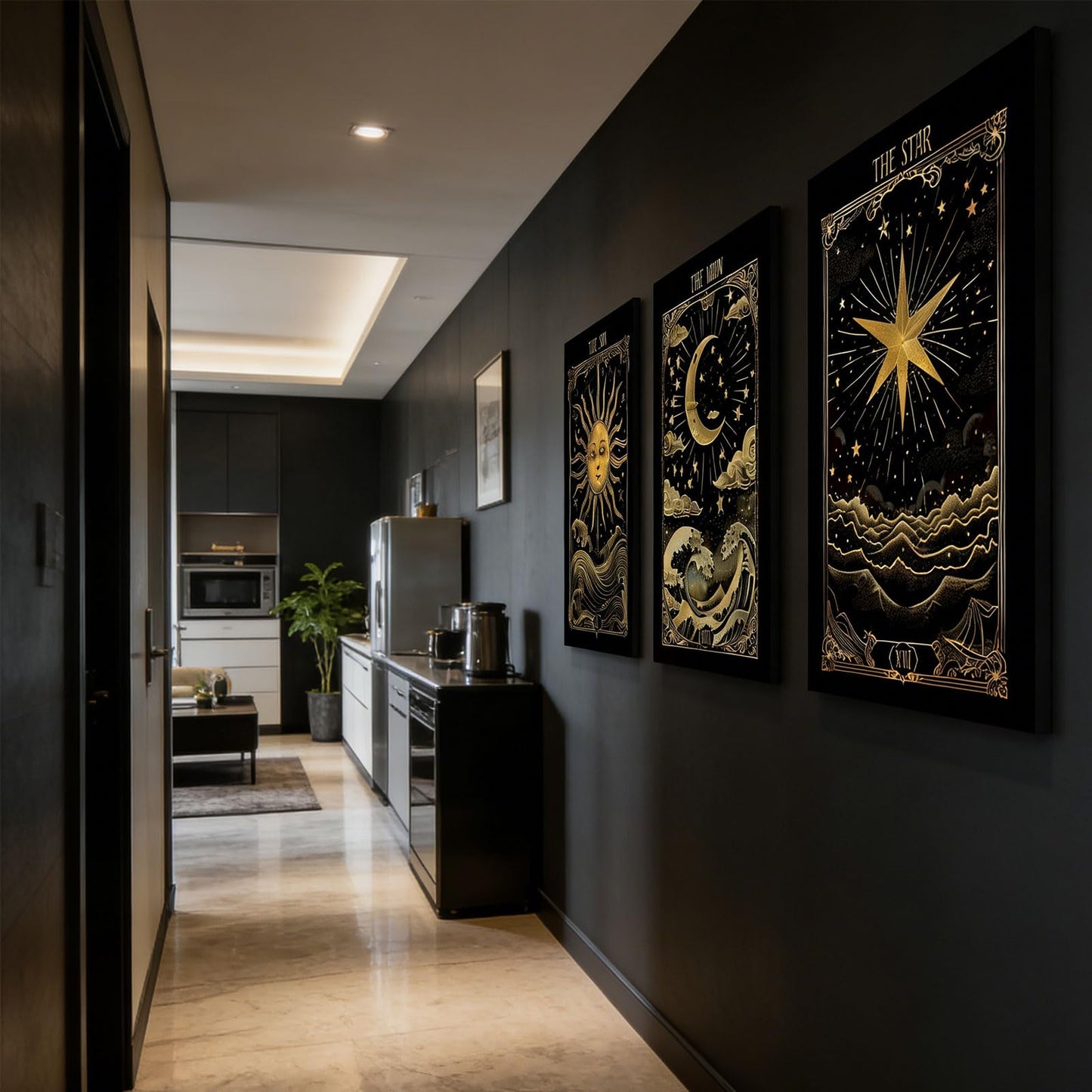 3Pcs Sun And Moon Celestial Canvas Wall Art Tarot Painting Picture Wall Decor astrology Poster Print Artwork for Bed Room Living Room Apartment Bath Room Study room Home Decoration