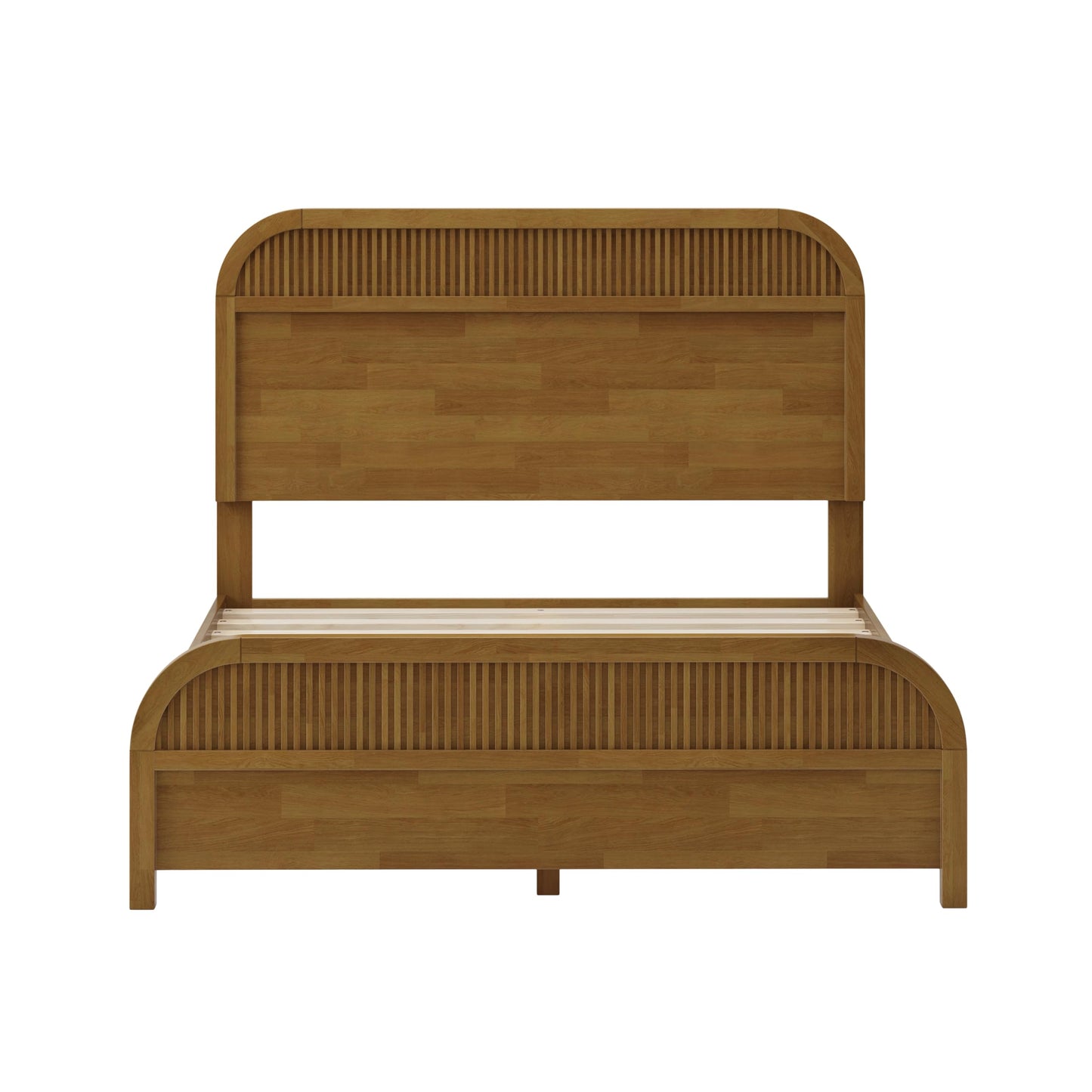 Christopher Knight Home Queen Size Wooden Bed Frame with Headboard, Oak Finish Platform Bed, Solid and Manufactured Wood, No Box Spring Needed, 550 lbs Capacity