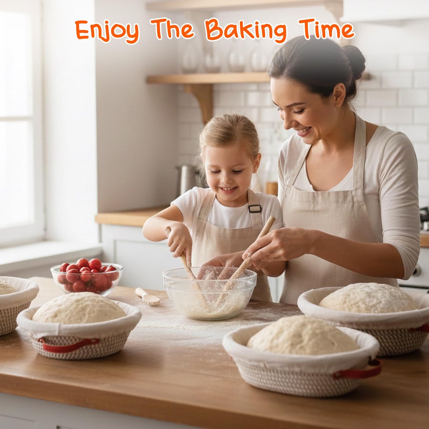 Sourdough Bread Baking Supplies, Cotton Rope Sourdough Starter Kit with 9'' Round & 10'' Oval Banneton Basket with Non-Stick Dutch Oven Liner & Covers, Sourdough Gift for Bakers Women Wife Mom(39pcs)