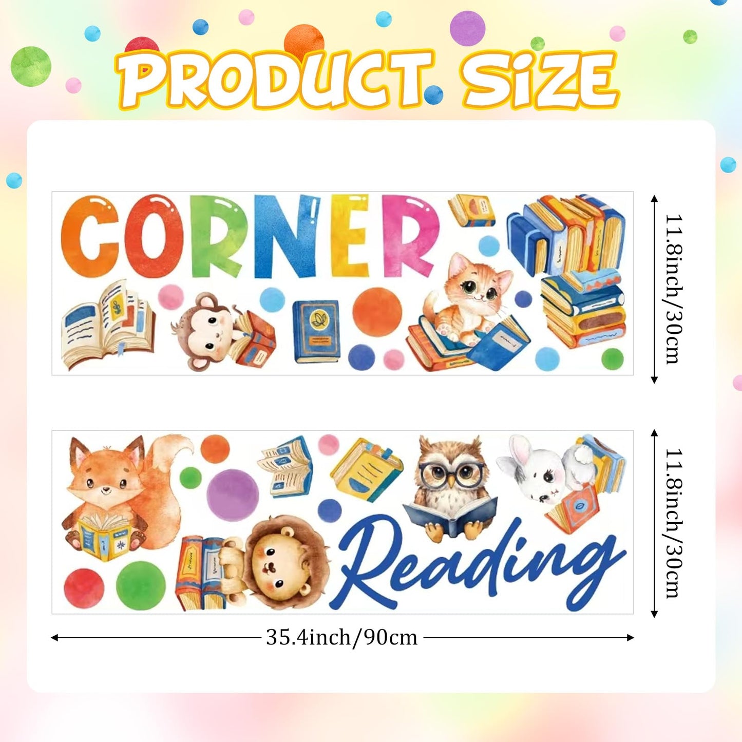 Cinrobiye Inspirational Quotes Wall Decals, Reading Cnrner Wall Art Stickers Woodland Animals Read Books Nursery Classroom Playroom Decor for Toddler Kids Reading Study Room Bedroom Daycare Preschool