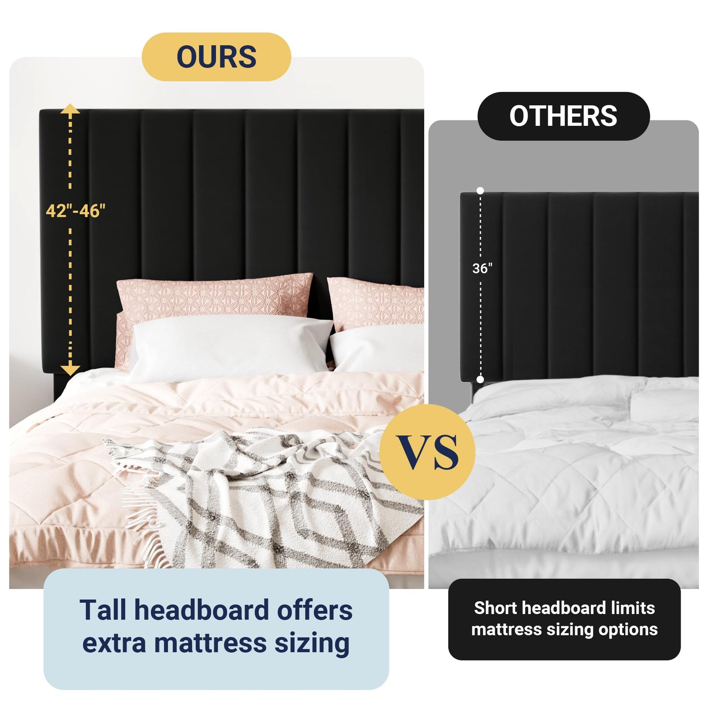 Allewie King Size Storage Bed Frame, Vertical Channel Tufted Adjustable Headboard, Velvet Upholstered Platform Bed with 4 Oversized Underbed Drawers, Wooden Slats Support, No Box Spring Needed, Black