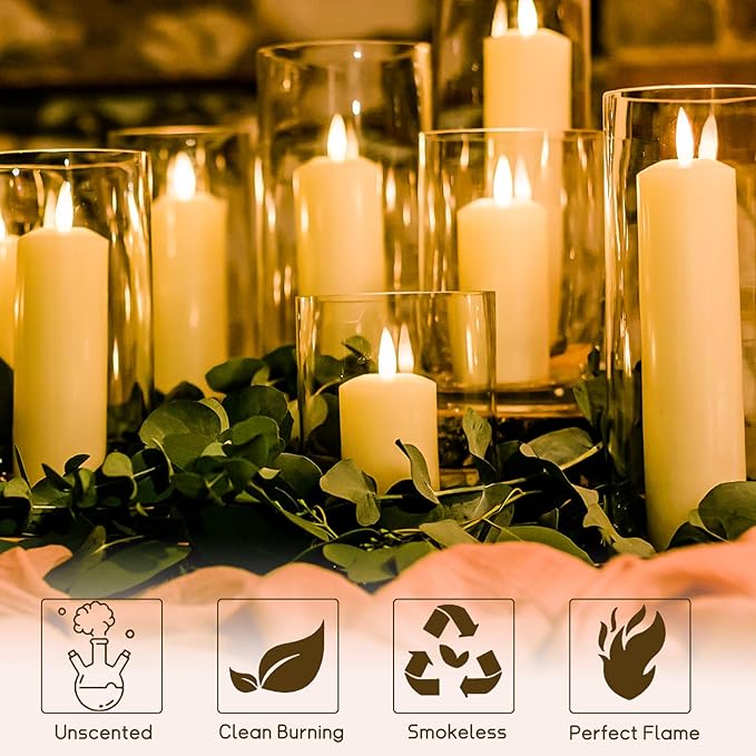 36PC Lvory Pillar Candles Bulk 2 in x 3, 6, 8 Inch Long Burning Wax Pillar Candles Unscented Smokeless Dripless for Wedding Centerpieces Spa Lantern Fireplace Home Festival Fall Party Decor