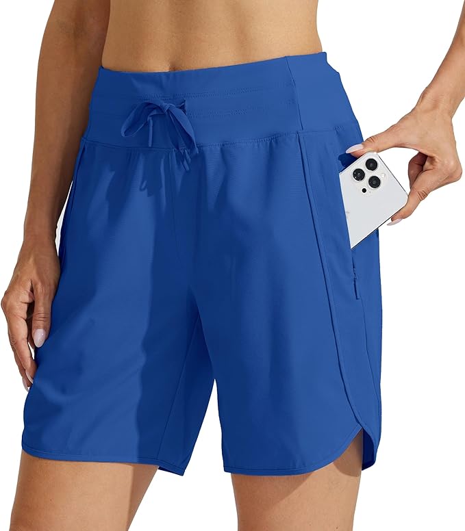 Willit Women's 7" Athletic Running Shorts Long Workout Hiking Shorts Quick Dry High Waisted Active Zipper Pocket(3X-Large)