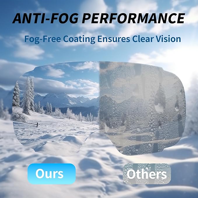 Ski Goggles for Men Women Adult & Youth, OTG Snowboard Goggles Anti Fog, Snow Goggles UV Protection Wide Vision