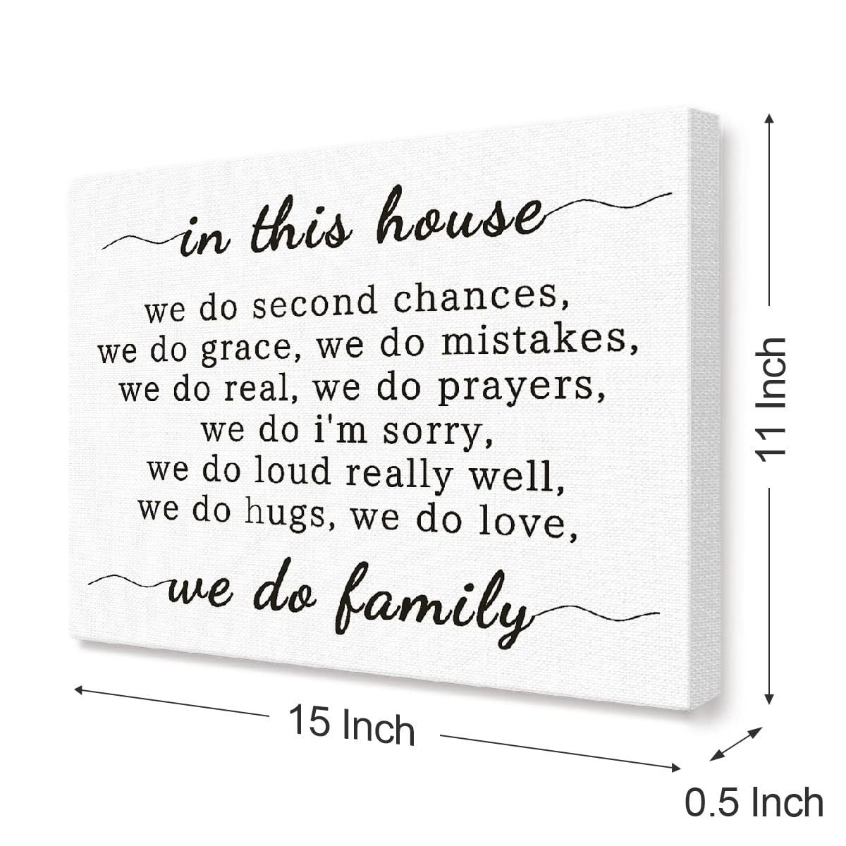 Family Quotes Canvas Wall Decor, We Do Family Sign Farmhouse Canvas Painting Wall Decor for Home Living Room 15x11 In