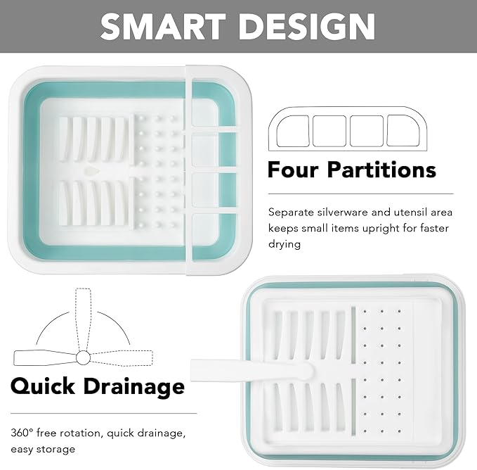 Tiawudi Collapsible Dish Drying Rack, Pop Up Dinnerware Drainer, Portable Plate Organizer for Kitchen RV Campers Travel Trailer, Space Saving Kitchen Storage Tray
