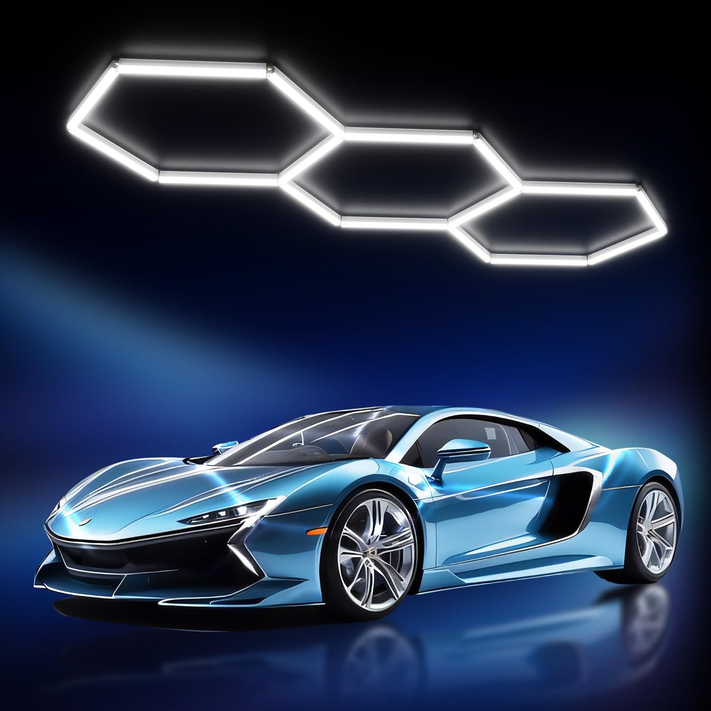 JTT Hexagon Garage Lights,16Pack 128W LED Garage Hexagon Lights,3 Grids 6500K Super Bright Car Detailing Ceiling LED Shop Light for Warehouse Workshop Gym Exhibition Hall Basement Car Care