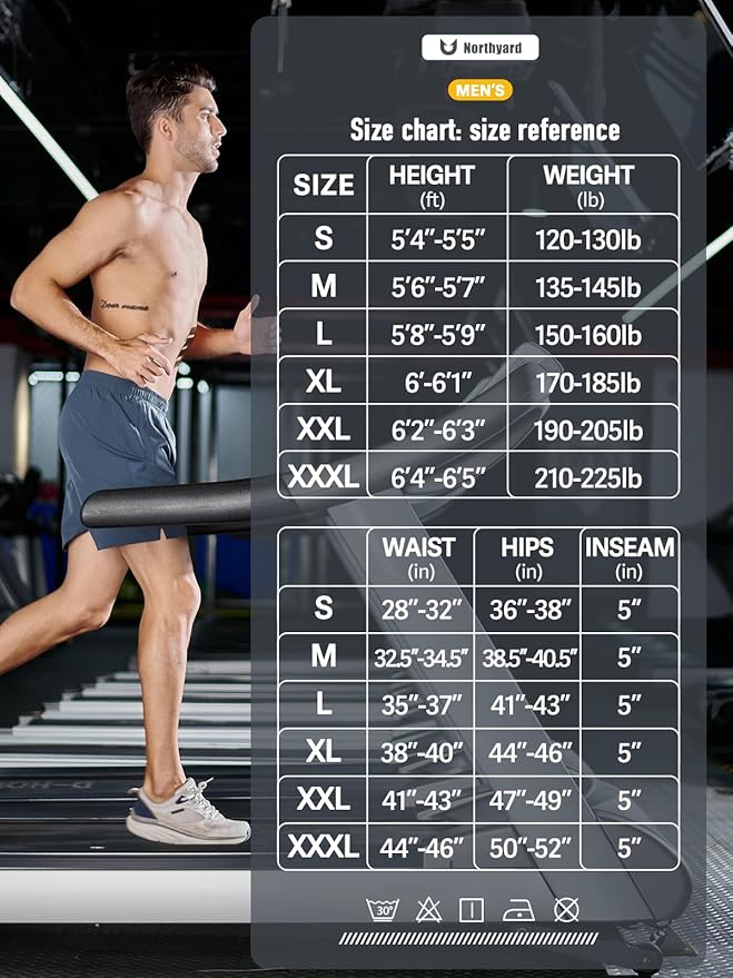 NORTHYARD Men's Running Athletic Shorts 5'' Workout Gym Tennis Short Quick Dry Lightweight Active Sports Basketball