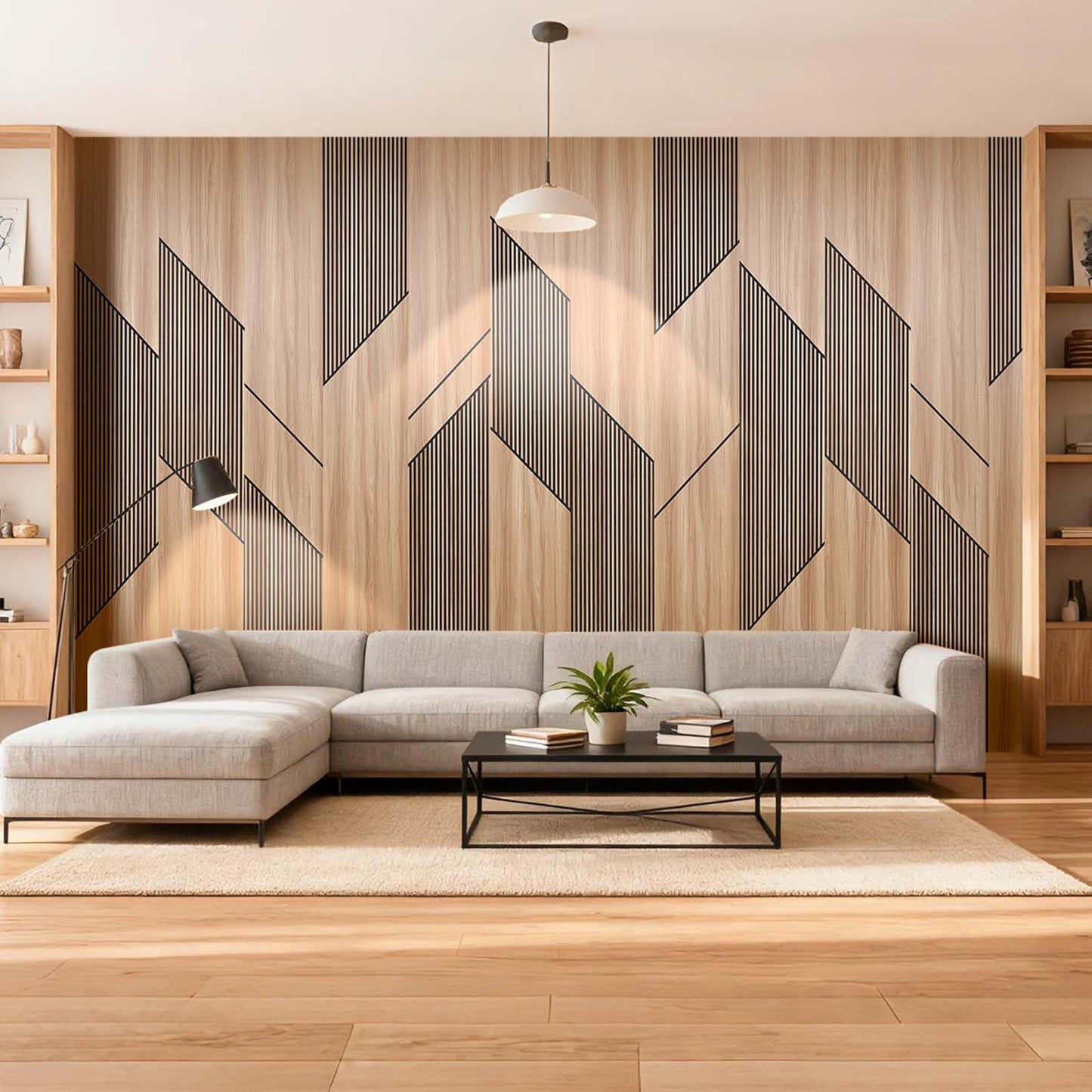 SSHENGYA 8-Pack Teak Wood Grain 3D Wall Panels with Adhesive, Peel and Stick PVC Wall Tiles for Accent Wall, Covers 92.6 Sq Ft for Luxury Living Room & Bedroom Decor