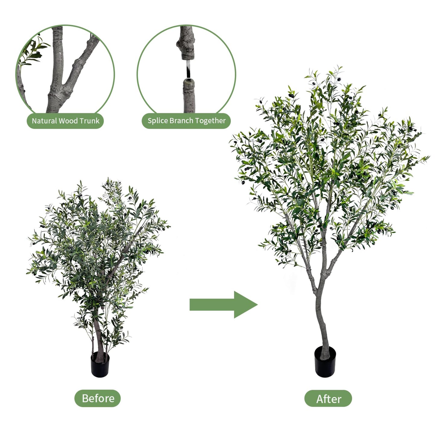 Faux Olive Tree, 8 Feet Realistic Faux Olive Tree Trunks & Leaf Fruits for Home Décor Accents, Perfect for Living Room & Office - Olive Trees Artificial Indoor