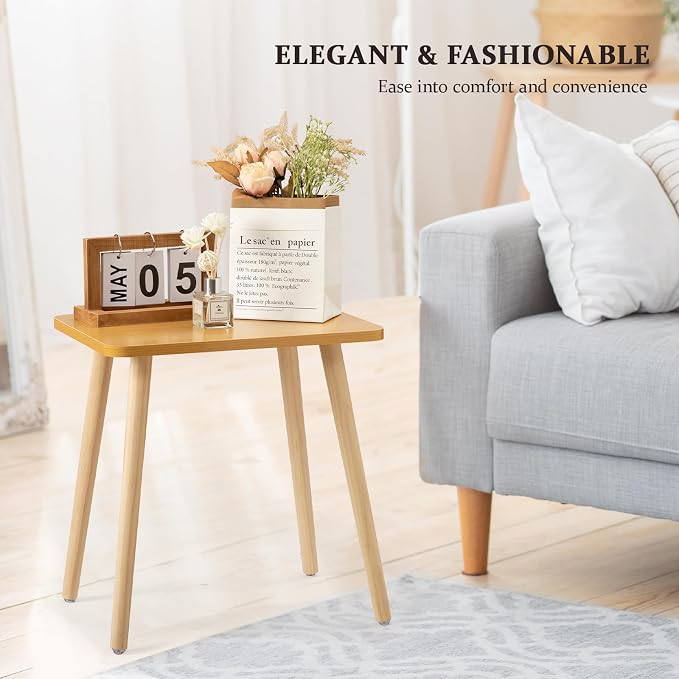 FORAOFUR Side Table, Modern Small End Table, Wood Nightstand for Living Room, Bedroom and Balcony, Rectangular Accent Table Home Decor, Easy Assembly, Natural
