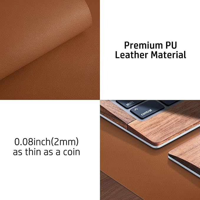 Aothia Leather Desk Pad Protector, Mouse Pad, Office Desk Mat, Non-Slip PU Leather Desk Blotter, Laptop Desk Pad, Waterproof Desk Writing Pad for Office and Home (48"x17",Brown)