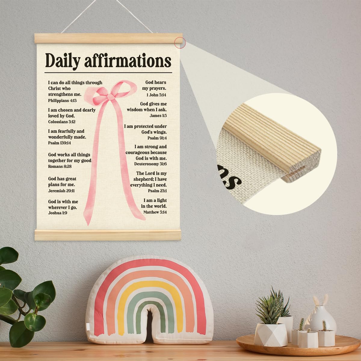 MOFUYU Positive Affirmations Wall Decor,Daily Affirmations for Women Poster Hanger Frame for Girls Bedroom Room Home,Mental Health Poster Hanger Frame,Affirmation Wall Decor, 12x16 Inch