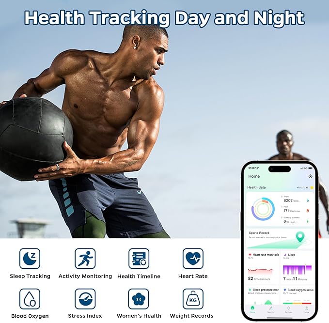 Smart Ring Health Tracker, Sleep Tracker Ring with Heart Rate, Waterproof Fitness Ring for Activity Monitoring/Steps/Distance/Calories,Air Gestures,Up to 7Day Battery,for iOS Android(Stylish Black#10)