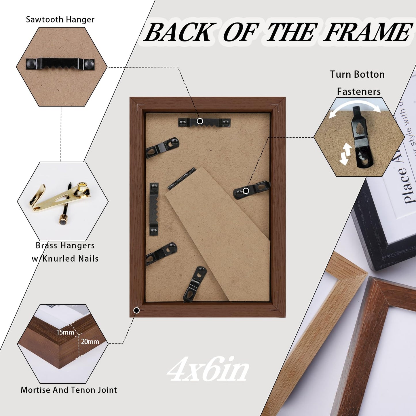 Xzwenru 4x6 Picture Frame,Premium Oak Solid Wooden Photo Frame With HD Glass,Display for 3.5x5 Photo Prints With Mat Or 4x6 Picture Without Mat,For Wall Decor Aesthetic Or Desk Decoration.