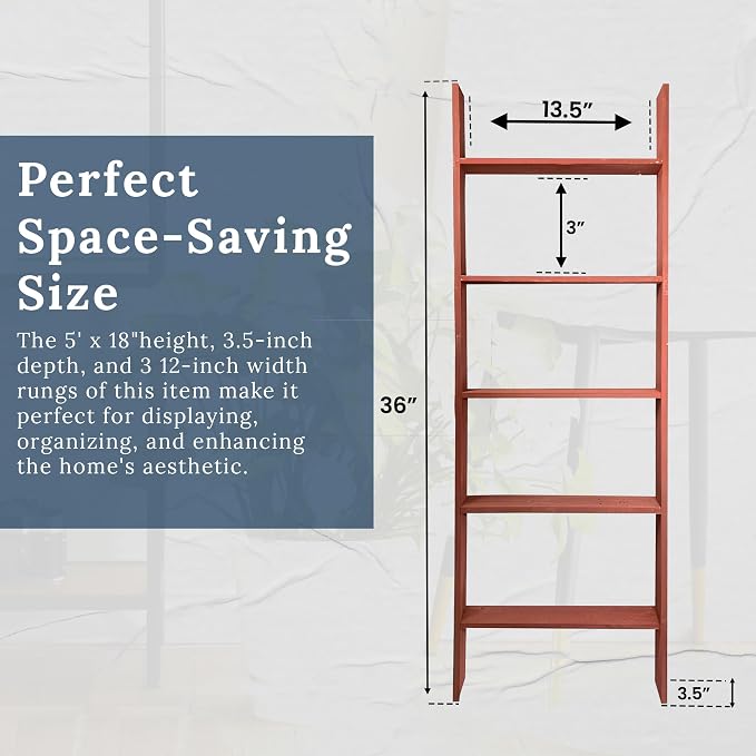 BARNWOODUSA Throw Blanket Ladder – Fully Assembled Reclaimed Wood – Rustic Decorative Ladder for Towels, Quilts, & More – Perfect Farmhouse Decor for Bathroom, Porch, or Living Room,5ft18.