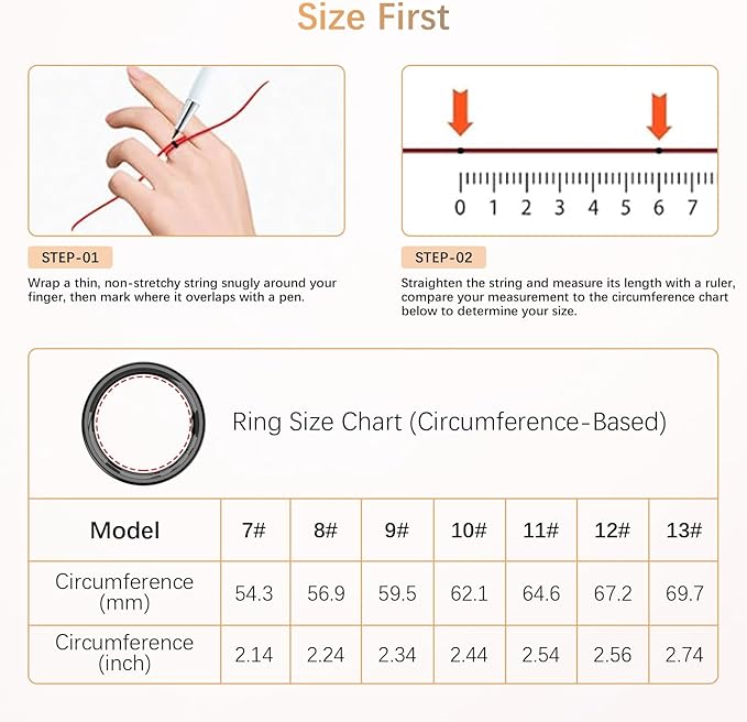 Fit Ring, Smart Health Rings for Women Men with Heart Rate,Blood Oxygen,HRV,Stress Level, Sleep Monitor, Step Tracker, No Subscription Fee, IP68 Waterproof Smart Ring for iphone &Android (Black, 12#)