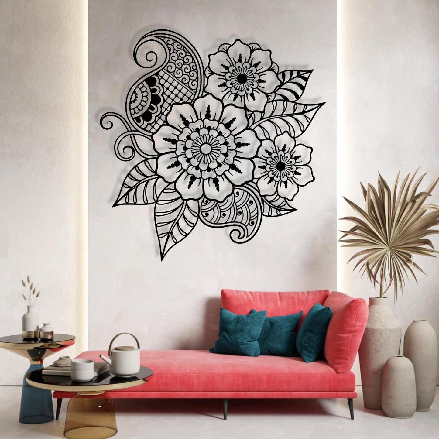 Large Metal Mandala Wall Art, Metal Mandala Wall Art, Mandala Wall Art, Boho Wall Decor, Black Metal Wall Art, Housewarming Gift, Office Decor (Gold, 40.5x39.3"/103x100cm)