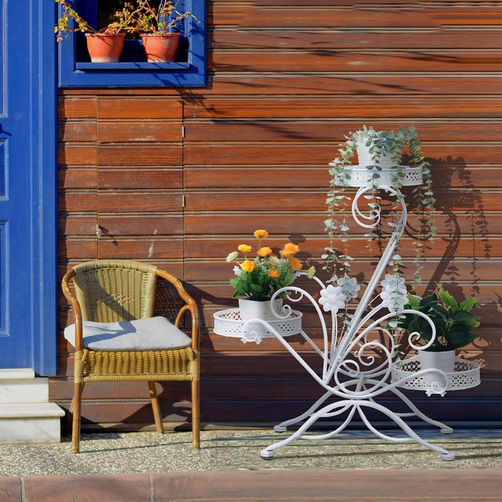 Cre Cra 3 Tier Plant Stand New Metal Flower Shelves Plant Display Stand Indoor Outdoor Patio Plant Rack Flower Pot Holder