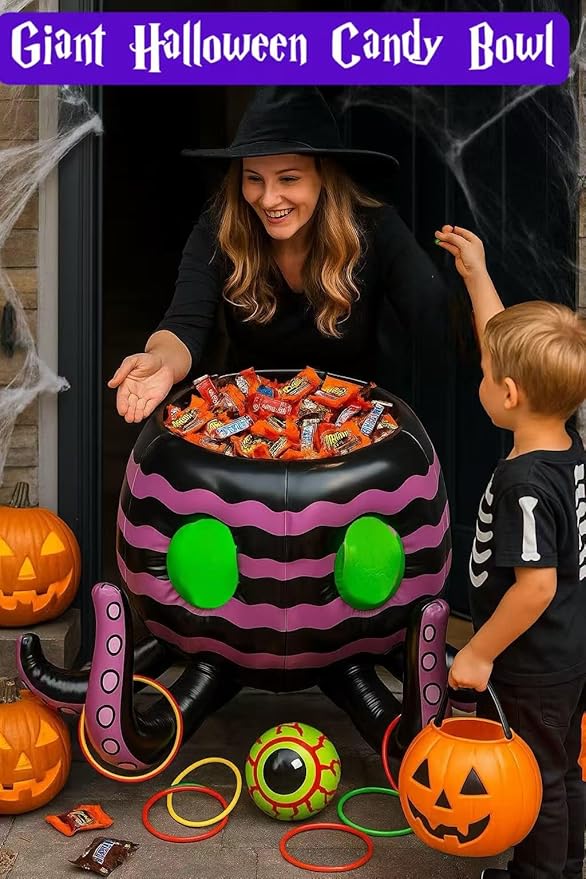 GIFTEXPRESS Sea Creature Octopus Ring Toss Game 4-in-1 – Halloween Candy Bowl, Basketball Hoop, Pool Toy & Spooky Party Décor for Kids & Adults, Indoor/Outdoor Water Game