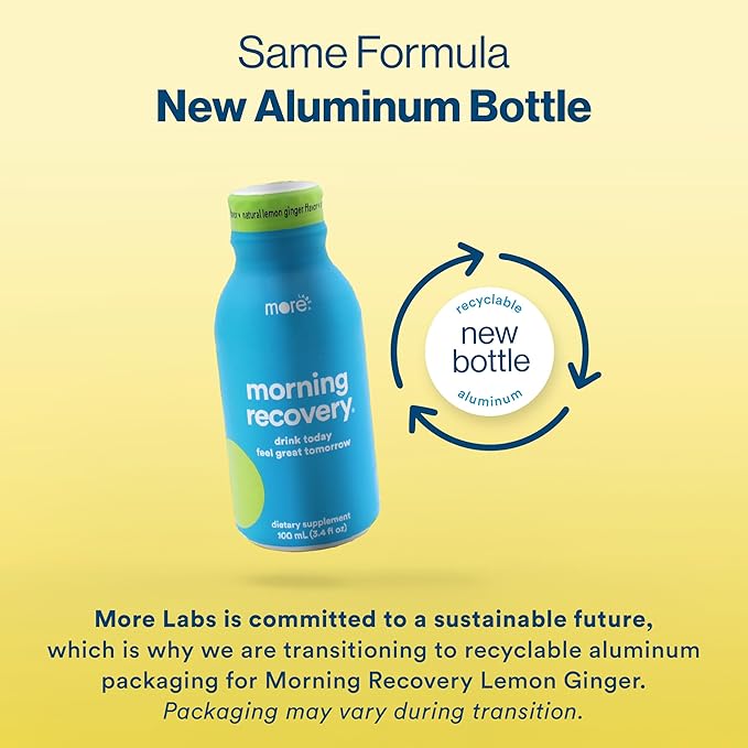 Morning Recovery Electrolyte, Milk Thistle Drink Proprietary Formulation to Hydrate While Drinking, Highly Soluble Liquid DHM, Non GMO, Vegan, Gluten-Free, Lemon Ginger, Pack of 24