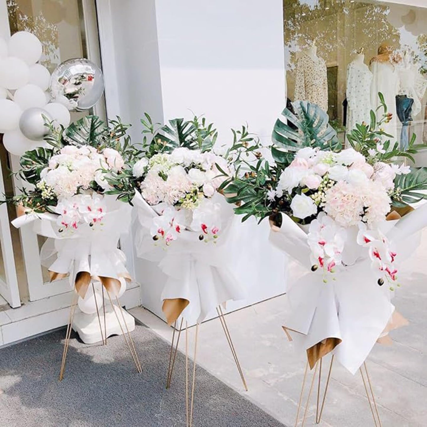 Yiqiying 2 Pcs Gold Flower Stand Display -41.3IN Flower stand for Wedding, Metal flower Display Stand for Wedding Bases Para Arreglos Florales flower Stand display gold centerpieces for wedding