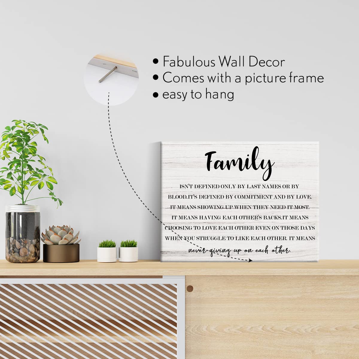Rustic Family isn't Defined Canvas Painting Framed Wall Art Decor for Living Room Bedroom Home, Funny Farmhouse Family Quote Canvas Poster Print Present 11.5x15 inches