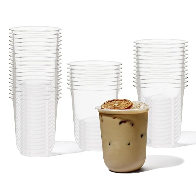 TOSSWARE NATURAL 16oz Arc - Plant Based 98mm Clear Cold Cups - Plastic Alternative for Parties, Bachelorettes, Weddings - Recyclable - Set of 100
