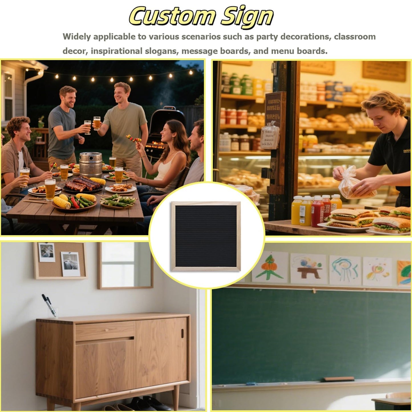 Intomyth Felt Letter Board with 336 Letters Numbers & Symbols, First Day of School Board, 10x10 Inches, Changeable Message Board with Wooden Frame Wall Mount Hook (Black)