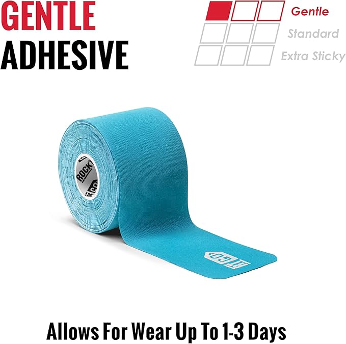 RockTape Go Gentle Adhesive Pre-Cut Kinesiology Tape (Blue)