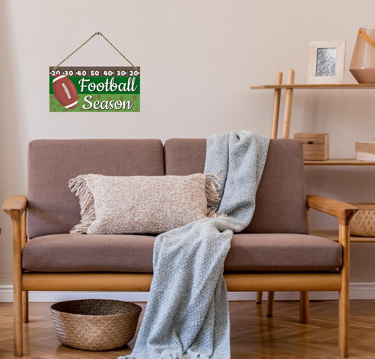 Football Decor Retro Football Season Wooden Hanging Sign Football Wall Plaque For Party Club Home 6x12 Inch