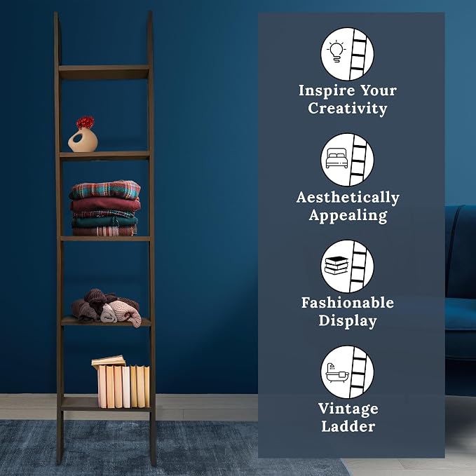 BARNWOODUSA Throw Blanket Ladder – Fully Assembled Reclaimed Wood – Rustic Decorative Ladder for Towels, Quilts, & More – Perfect Farmhouse Decor for Bathroom, Porch, or Living Room,5ft.