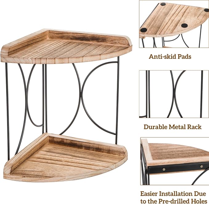 Goaste 2-Tier Bathroom Counter Organizer, Wood Vanity Corner Shelf, Skincare Storage Standing Tray, Kitchen Countertop Spice Rack, Makeup Perfume Holder for Bathroom Organization, Dresser, Kitchen