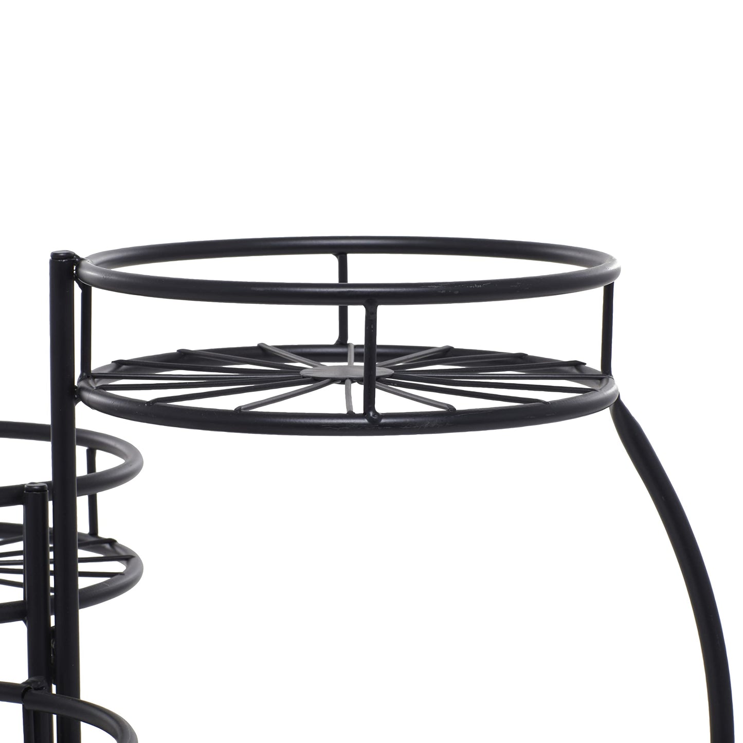 Deco 79 Metal Starburst Indoor Outdoor Plantstand Indoor Outdoor 3 Tier Plant Shelf, Plant Stand 18" x 19" x 22", Black