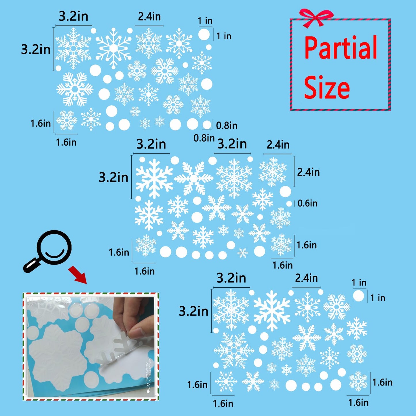 Afmivs Snowflake Window Clings for Glass Windows Snow Spray, 321PCS Christmas Window Clings Winter Xmas Holiday Window Stickers Decals Decor, 9 Sheets Christmas Decorations for Office Clearance Indoor
